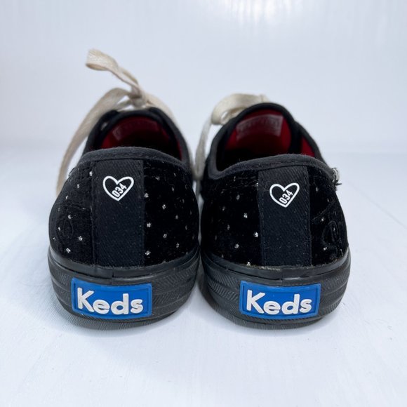 Keds x Taylor Swift ♥ 034 Black Velvet Silver Polka Dot Lace Sneakers Women Sz 7 - Picture 9 of 12